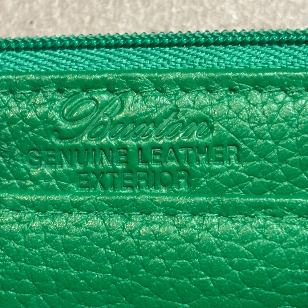 Buxton Kelly Green Pebbled Leather Card Holder Wallet - Picture 4 of 8